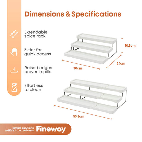 3 Tier Spice Rack Organiser – White/Grey