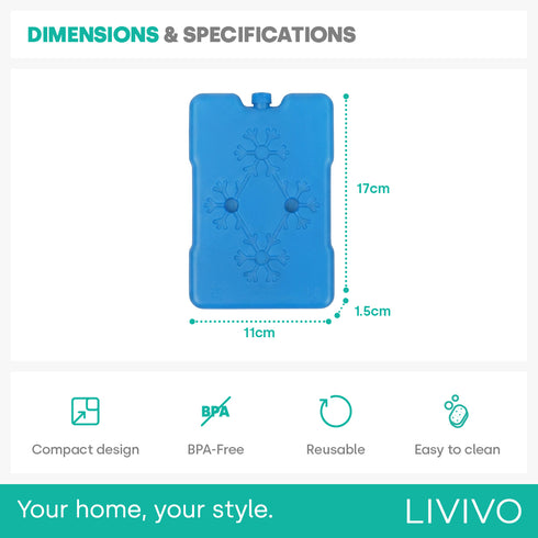 LIVIVO Freezer Block Set 5 Pack 200g - Assorted Colours BPA Free Reusable Ice Packs