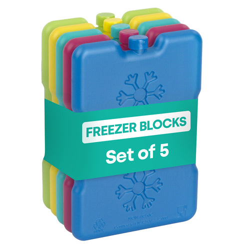 LIVIVO Freezer Block Set 5 Pack 200g - Assorted Colours BPA Free Reusable Ice Packs