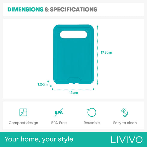 LIVIVO Freezer Block Set 4 Pack - 160g Reusable BPA-Free Ice Packs with Built-in Handles
