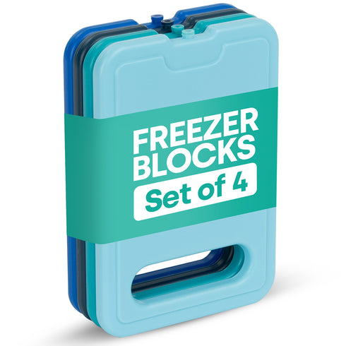 LIVIVO Freezer Block Set 4 Pack - 160g Reusable BPA-Free Ice Packs with Built-in Handles