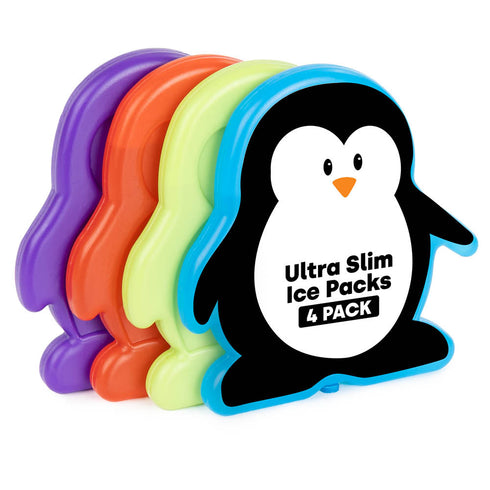 LIVIVO Freezer Block Set 4 Pack - 120g BPA Free, Reusable Ice Packs - Penguin Shape