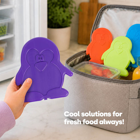 LIVIVO Freezer Block Set 4 Pack - 120g BPA Free, Reusable Ice Packs - Penguin Shape