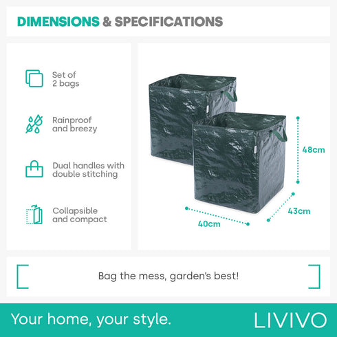 2pc Reusable 82L Garden Waste Bags