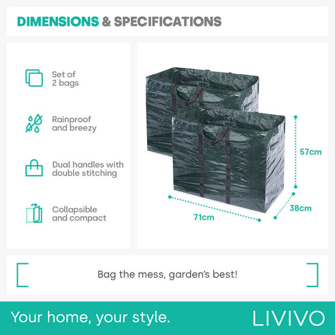 150L Reusable Garden Waste Bags Set of 2