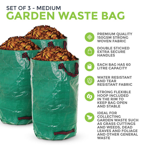 120L 3pc Reusable Garden Waste Bags