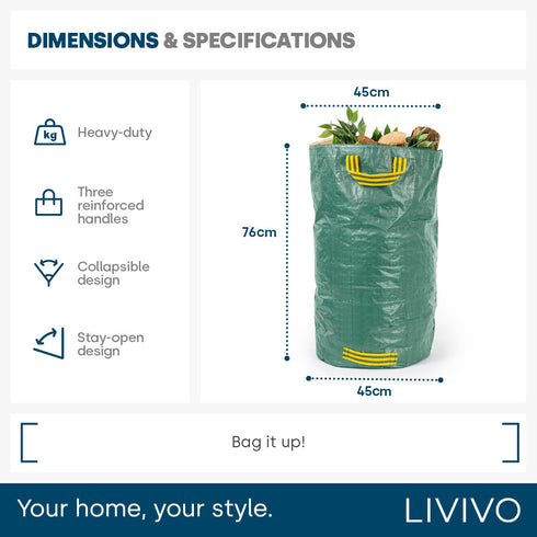 Livivo Premium Garden Bags 120L - Set of 2