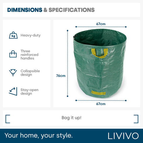 Livivo Premium Garden Bags 270L - Set of 2
