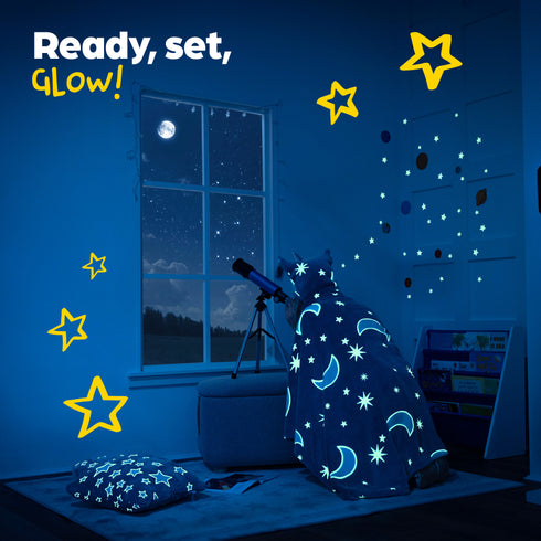 Starry Night Glow in the Dark Cushion - Grey
