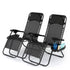 LIVIVO Gravity Chair Set of 2 with Side Tables - Zero Gravity 120kg Black