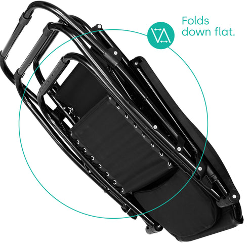 LIVIVO Gravity Chair Set of 2 with Side Tables - Zero Gravity 120kg Black
