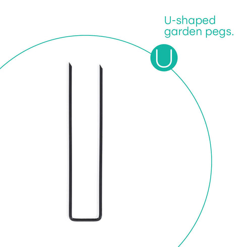 50 U-Shape Ground Pegs - Black