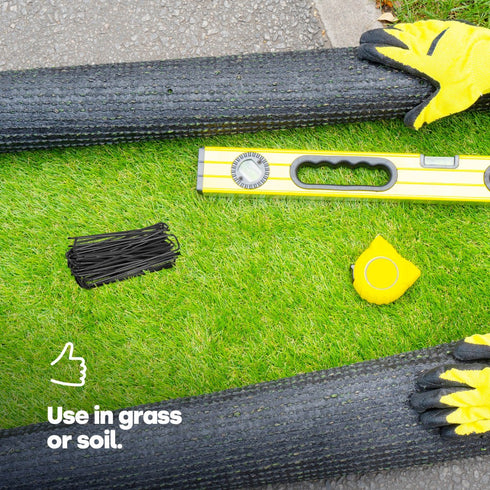 50 U-Shape Ground Pegs - Black