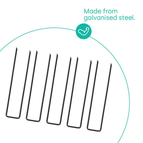 50 U-Shape Ground Pegs - Black