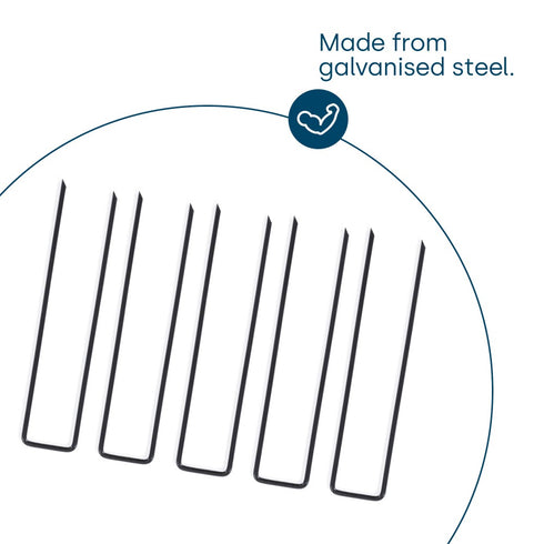 50 U-Shape Ground Pegs - Black