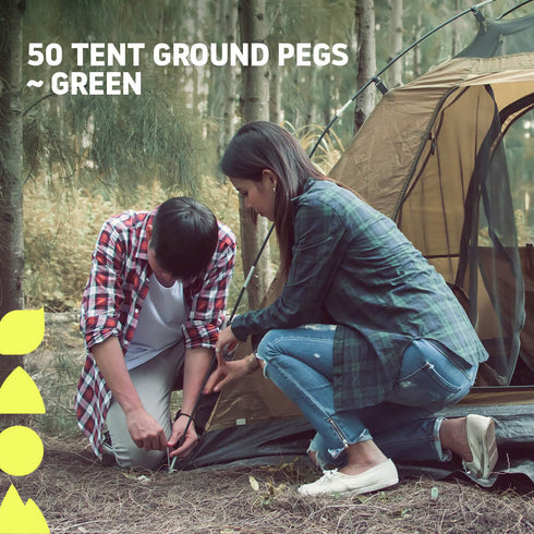 50 Tent Ground Pegs - Green