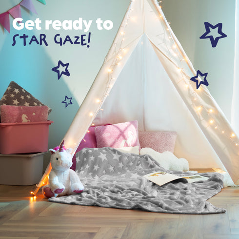 Starry Night Glow in the Dark Blanket - Grey