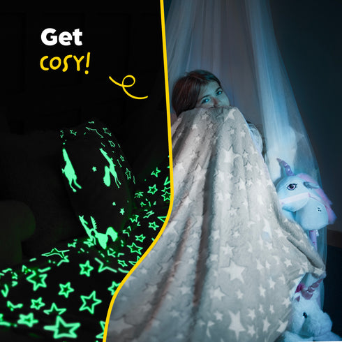 Starry Night Glow in the Dark Blanket - Grey