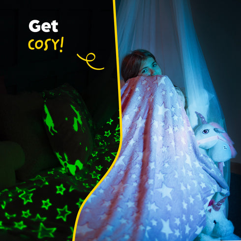 Starry Night Glow in the Dark Blanket - Pink