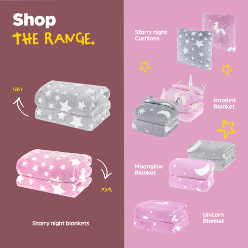 Starry Night Glow in the Dark Blanket - Pink