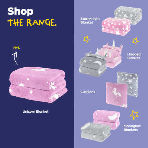 Unicorn Glow in the Dark Blanket - Pink