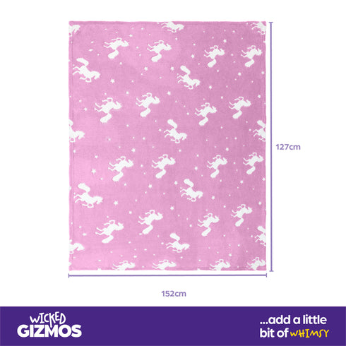 Unicorn Glow in the Dark Blanket - Pink