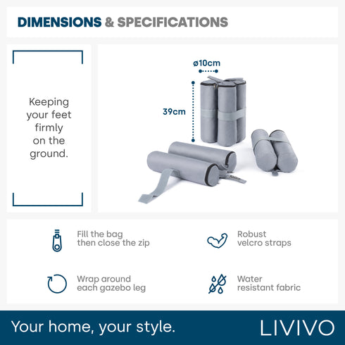 Gazebo Sand Bags Set of 4 - Grey