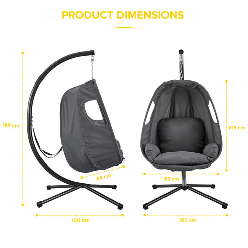 Luna Hanging Folding Egg Chair - Grey