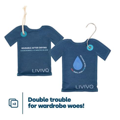 Hanging T-Shirt Wardrobe Dehumidifier Bag 2PK