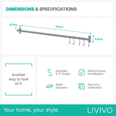 79cm Wall Mounted Rail - Grey