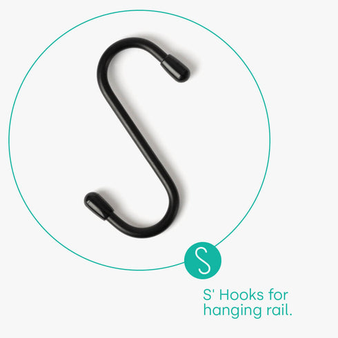5PC Hanging 'S' Hooks - Black