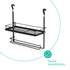 Kitchen Roll Holder with Shelf - Black