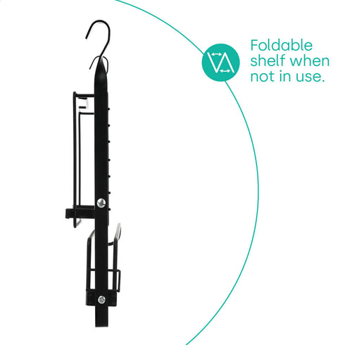 Kitchen Roll Holder with Shelf - Black