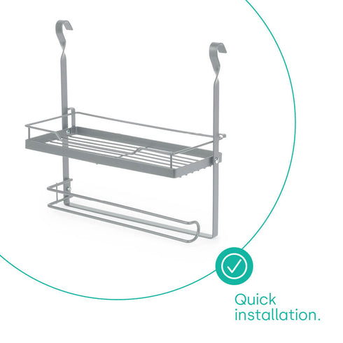 Kitchen Roll Holder with Shelf - Grey