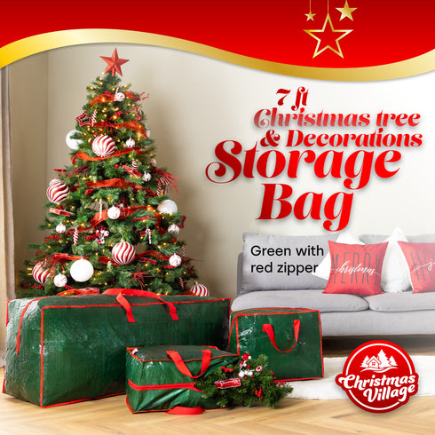 7ft Christmas Tree & Decoration Storage Bag Set - Green