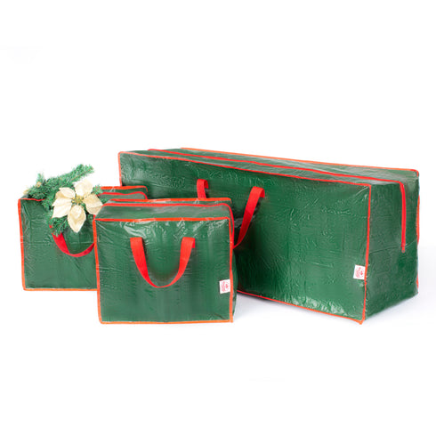 Christmas Tree and Decoration Storage Bags Set - Green