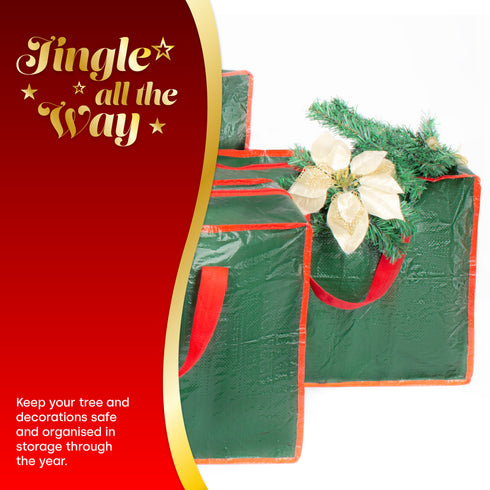 Christmas Tree and Decoration Storage Bags Set - Green