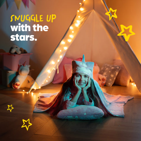 Unicorn Glow in the Dark Kids Hooded Blanket