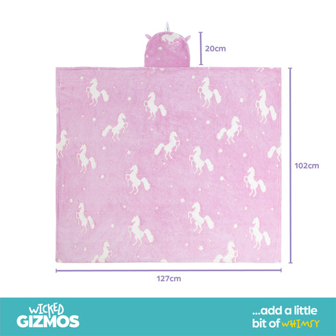 Unicorn Glow in the Dark Kids Hooded Blanket