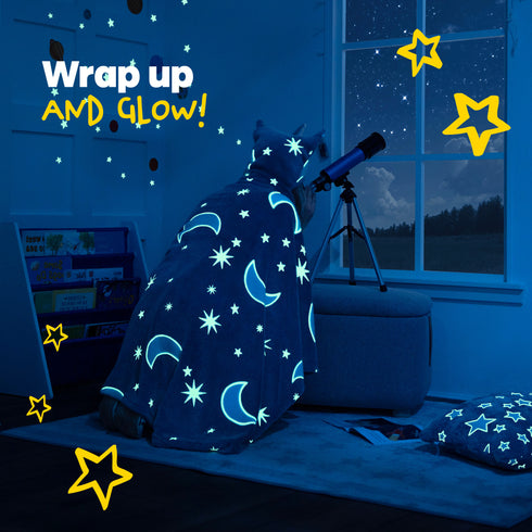 MoonGlow in the Dark Kids Hooded Blanket