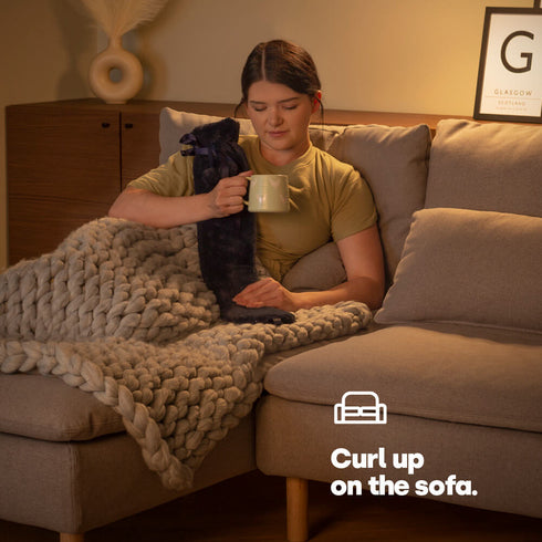 Wrap-Around Long Hot Water Bottle - Navy Plush