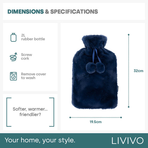 Plush Hot Water Bottle - Navy