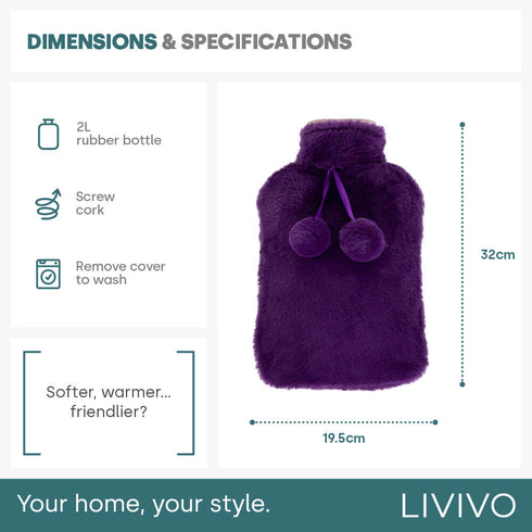 Plush Hot Water Bottle - Purple
