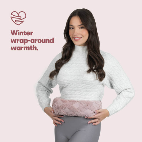 LIVIVO 2L Long Hot Water Bottle Pink - Pom-Poms Lattice Cover