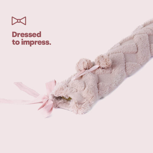 LIVIVO 2L Long Hot Water Bottle Pink - Pom-Poms Lattice Cover