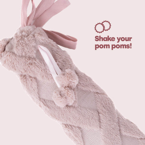 LIVIVO 2L Long Hot Water Bottle Pink - Pom-Poms Lattice Cover