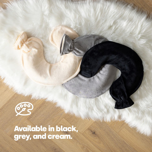 LIVIVO Neck & Shoulder U Shaped Hot Water Bottle 1L - Black Fleece