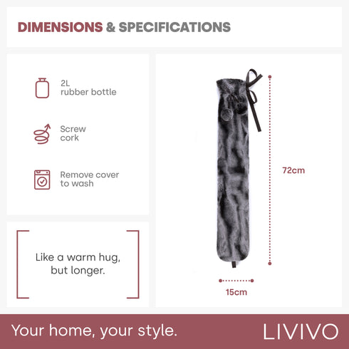 Wrap-Around Long Hot Water Bottle - Velvet Grey