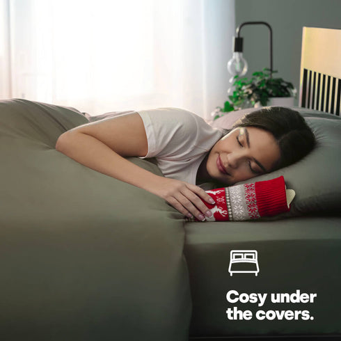 2L Extra Long Hot Water Bottle with Christmas Cover 72cm - Giant Full Body Warmth