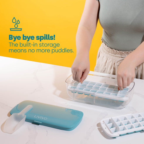 Ice Cube Tray with Dispenser and Storage